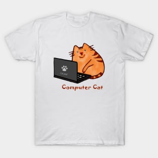 Cute Laptop Cat Computer Programmer T-Shirt